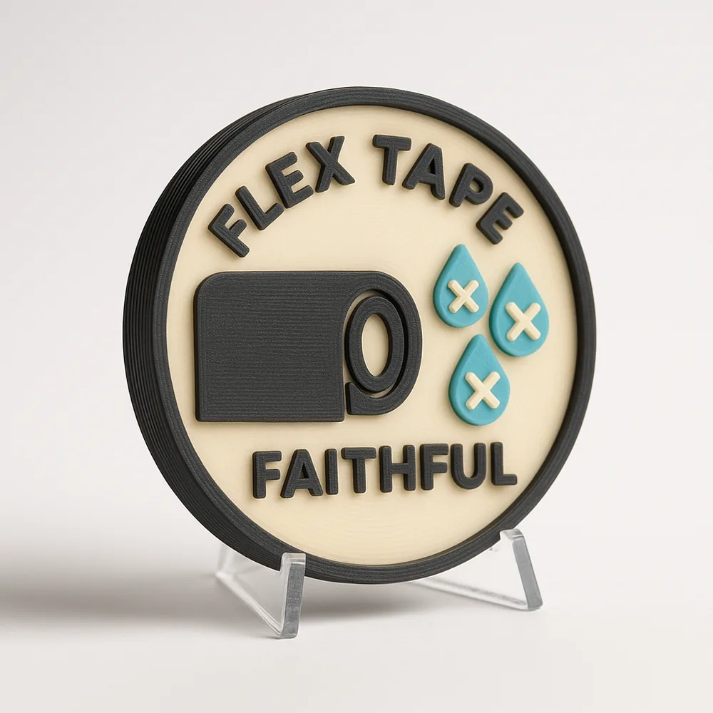 Flex Tape Faithful magnetic 3D-printed achievement badge