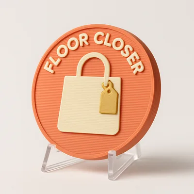 Floor Closer magnetic 3D-printed achievement badge