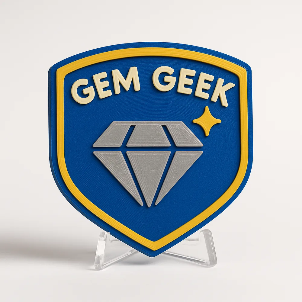Gem Geek magnetic 3D-printed achievement badge