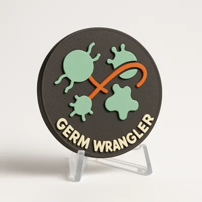 Germ Wrangler magnetic 3D-printed achievement badge