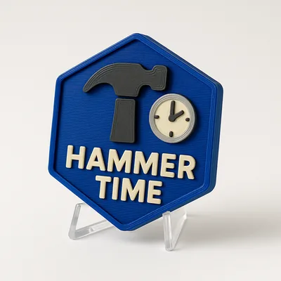 Hammer Time magnetic 3D-printed achievement badge