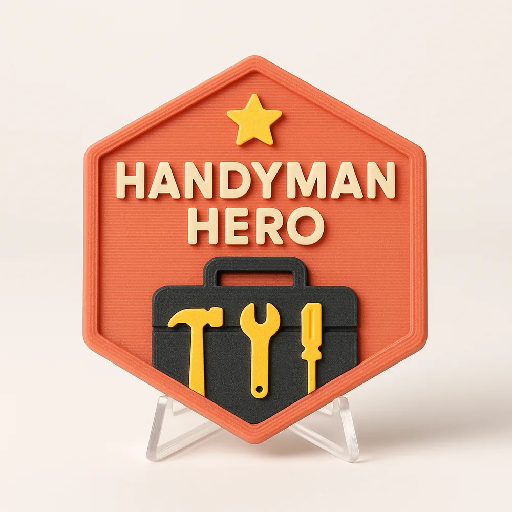 Handyman Hero magnetic 3D-printed achievement badge