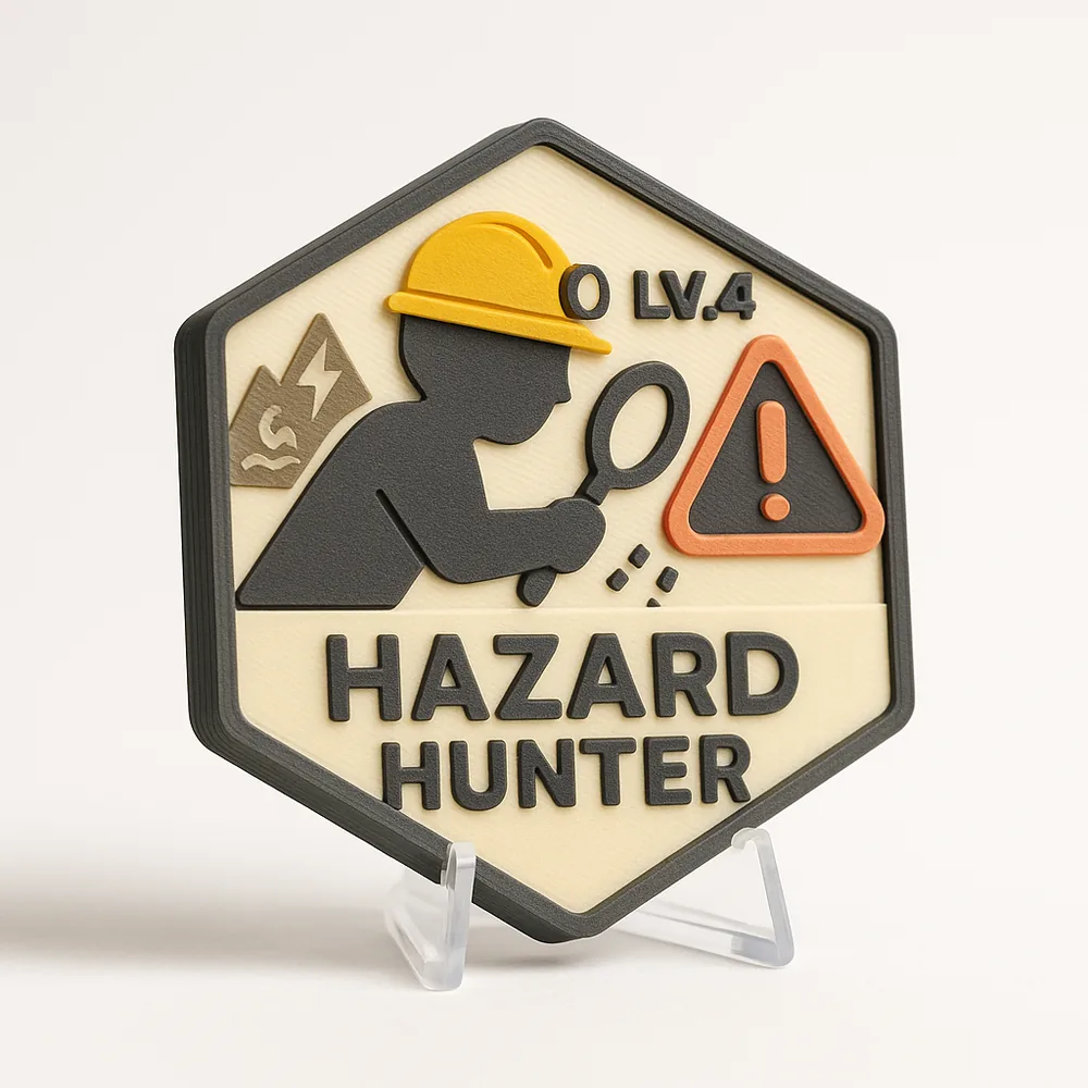 Hazard Hunter magnetic 3D-printed achievement badge