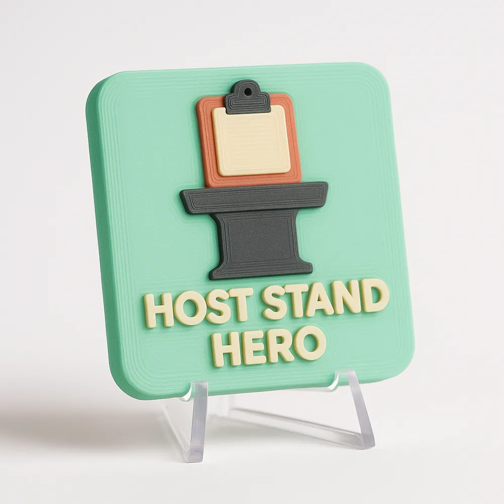 Host Stand Hero magnetic 3D-printed achievement badge