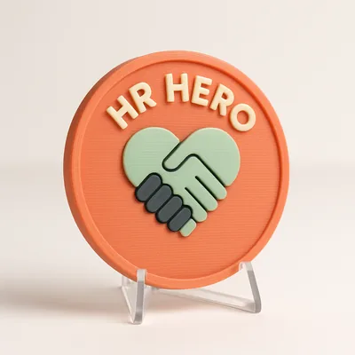 HR Hero magnetic 3D-printed achievement badge