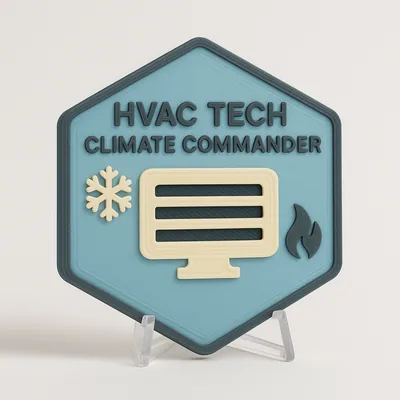 HVAC Tech - Climate Commander magnetic 3D-printed achievement badge