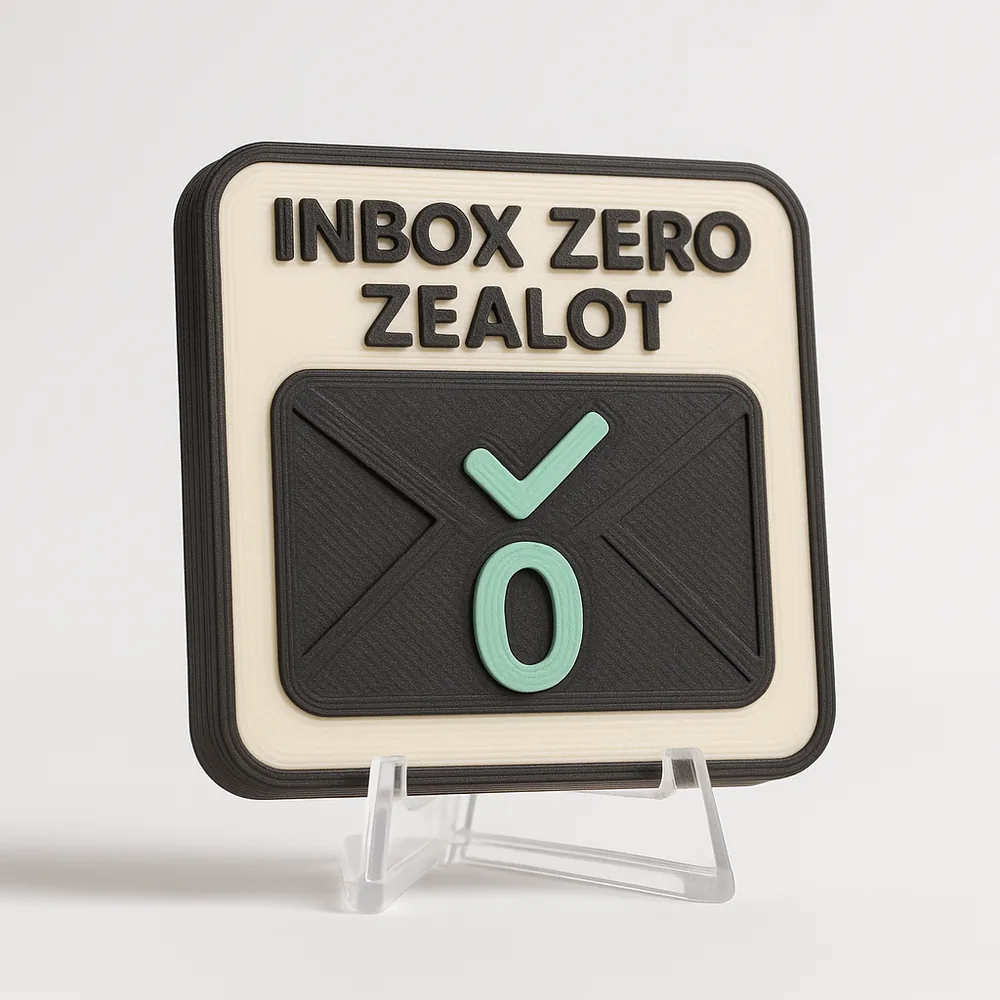 Inbox Zero Zealot magnetic 3D-printed achievement badge