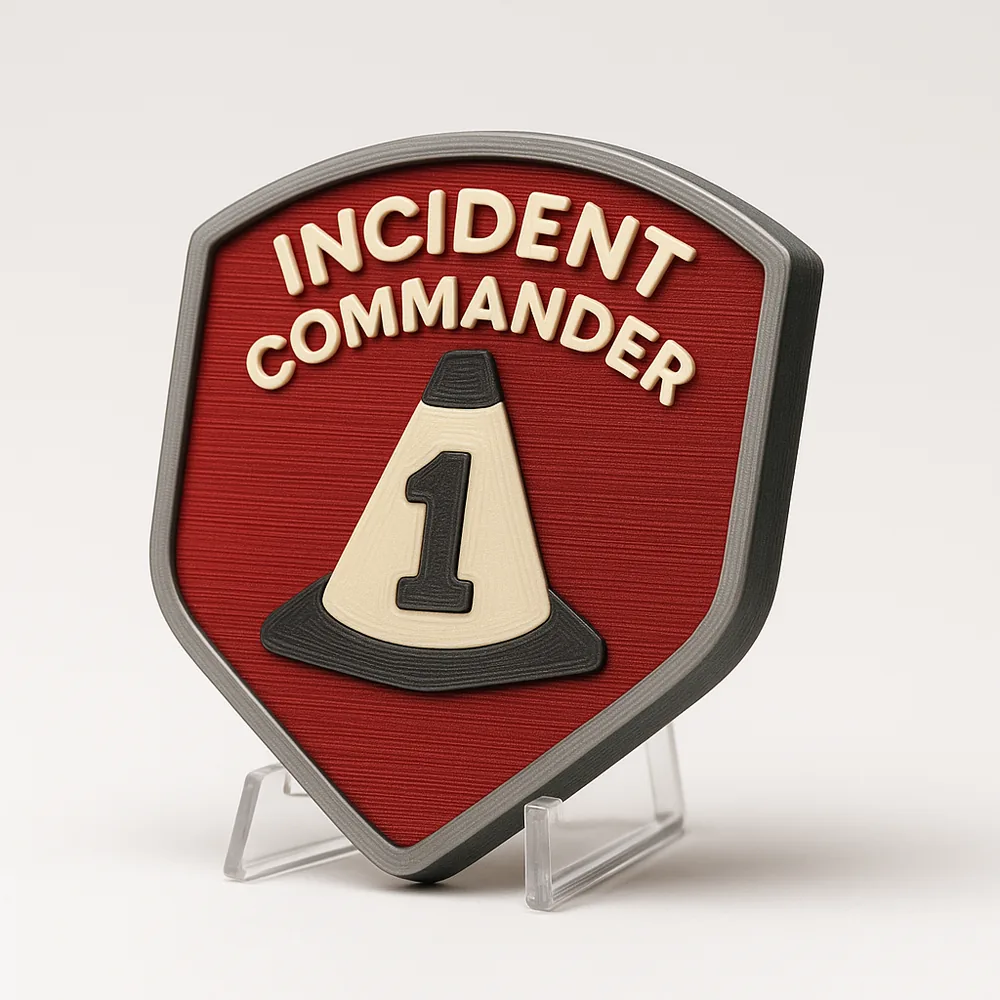 Incident Commander magnetic 3D-printed achievement badge