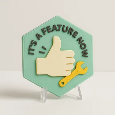 It's a Feature Now magnetic 3D-printed achievement badge