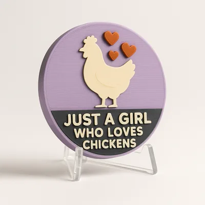 Just A Girl Who Loves Chickens magnetic 3D-printed achievement badge