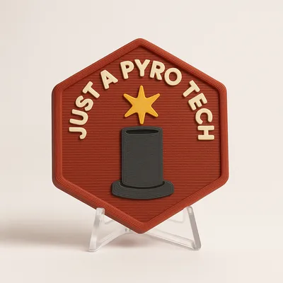 Just a Pyro Tech magnetic 3D-printed achievement badge