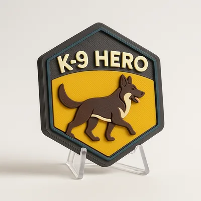K-9 Hero magnetic 3D-printed achievement badge