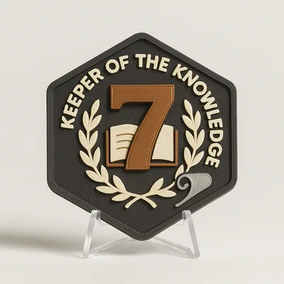 Keeper of the Knowledge magnetic 3D-printed achievement badge