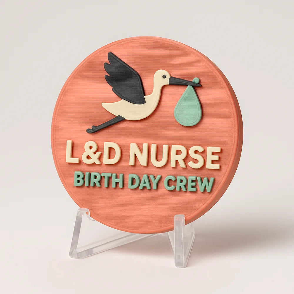 L&D Nurse - Birth Day Crew magnetic 3D-printed achievement badge