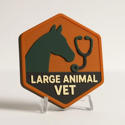 Large Animal Vet magnetic 3D-printed achievement badge