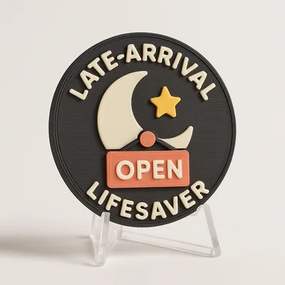 Late-Arrival Lifesaver magnetic 3D-printed achievement badge