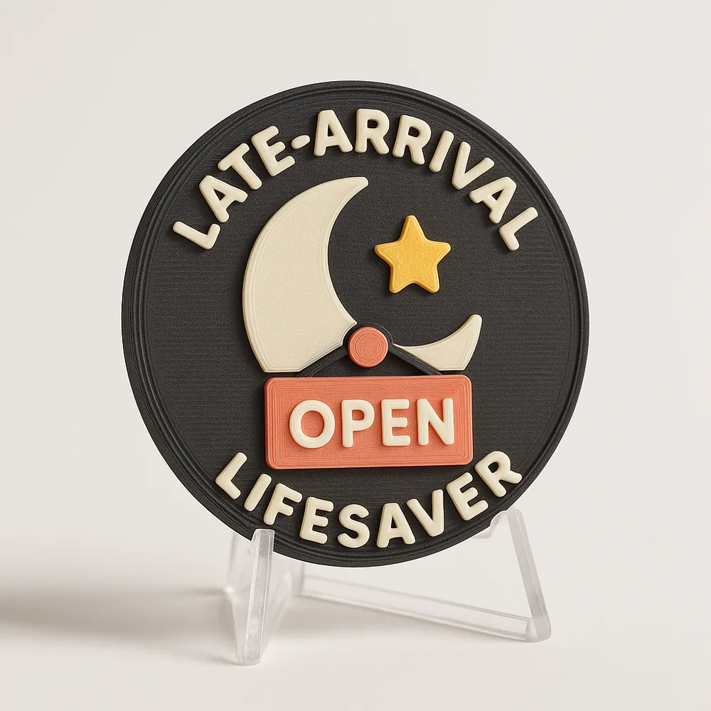 Late-Arrival Lifesaver magnetic 3D-printed achievement badge