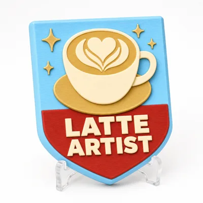 LATTE ARTIST magnetic 3D-printed achievement badge