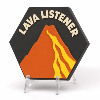 Lava Listener magnetic 3D-printed achievement badge