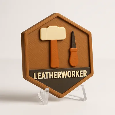 Leatherworker magnetic 3D-printed achievement badge