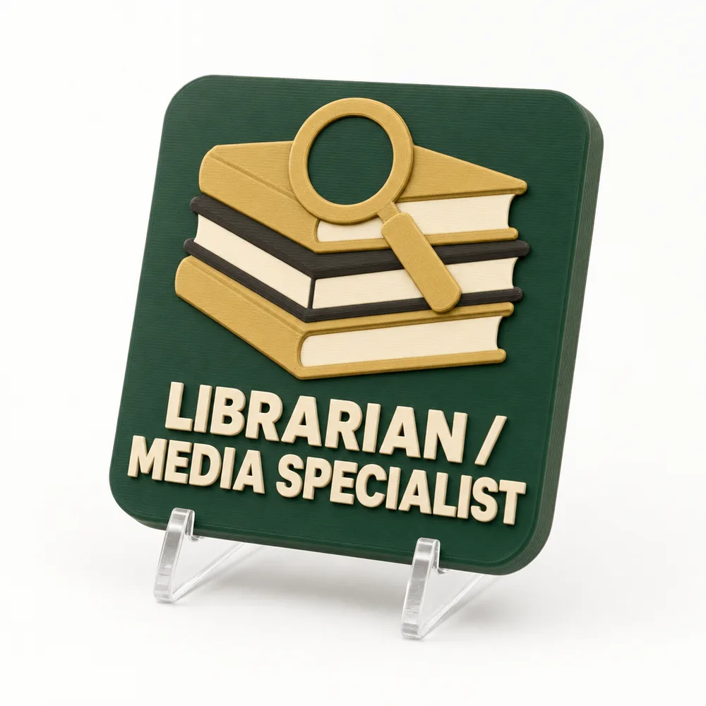 Librarian / Media Specialist magnetic 3D-printed achievement badge
