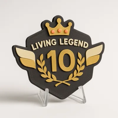 Living Legend magnetic 3D-printed achievement badge