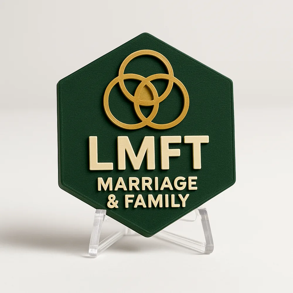 LMFT - Marriage & Family magnetic 3D-printed achievement badge