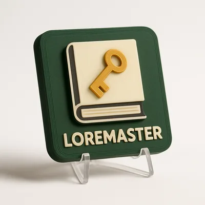 Loremaster magnetic 3D-printed achievement badge