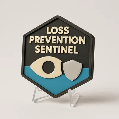 Loss Prevention Sentinel magnetic 3D-printed achievement badge