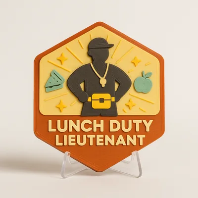 Lunch Duty Lieutenant magnetic 3D-printed achievement badge