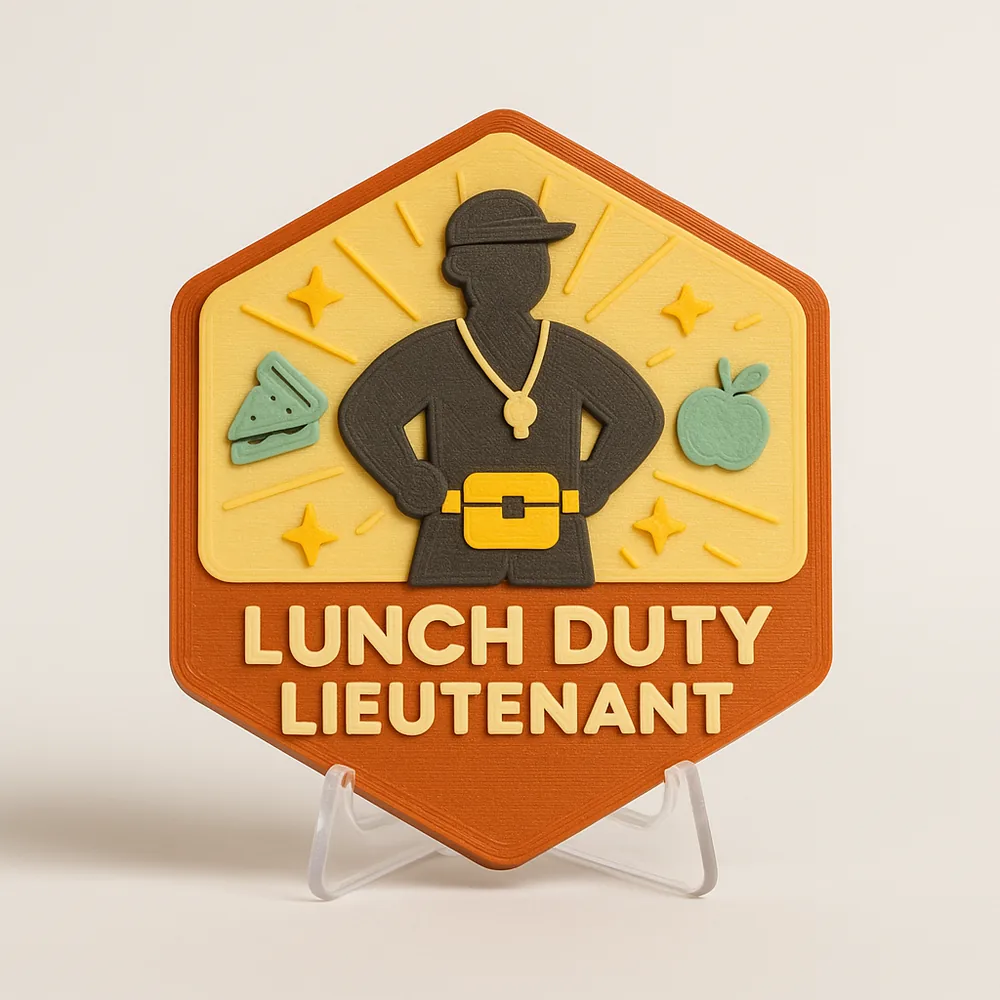 Lunch Duty Lieutenant magnetic 3D-printed achievement badge