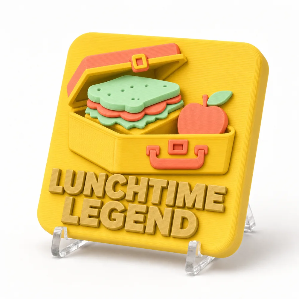 LUNCHTIME LEGEND magnetic 3D-printed achievement badge
