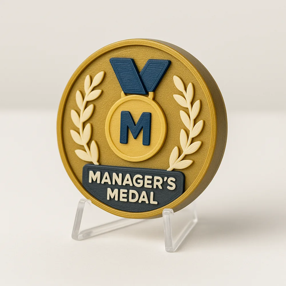 Made Manager magnetic 3D-printed achievement badge