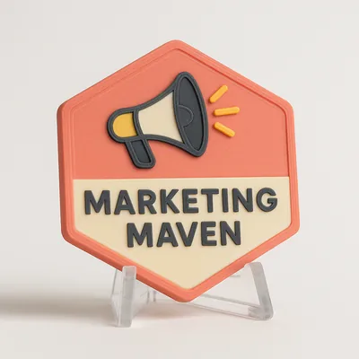 Marketing Maven magnetic 3D-printed achievement badge