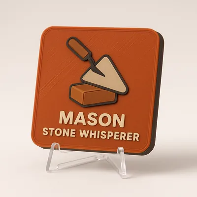Mason - Stone Whisperer magnetic 3D-printed achievement badge