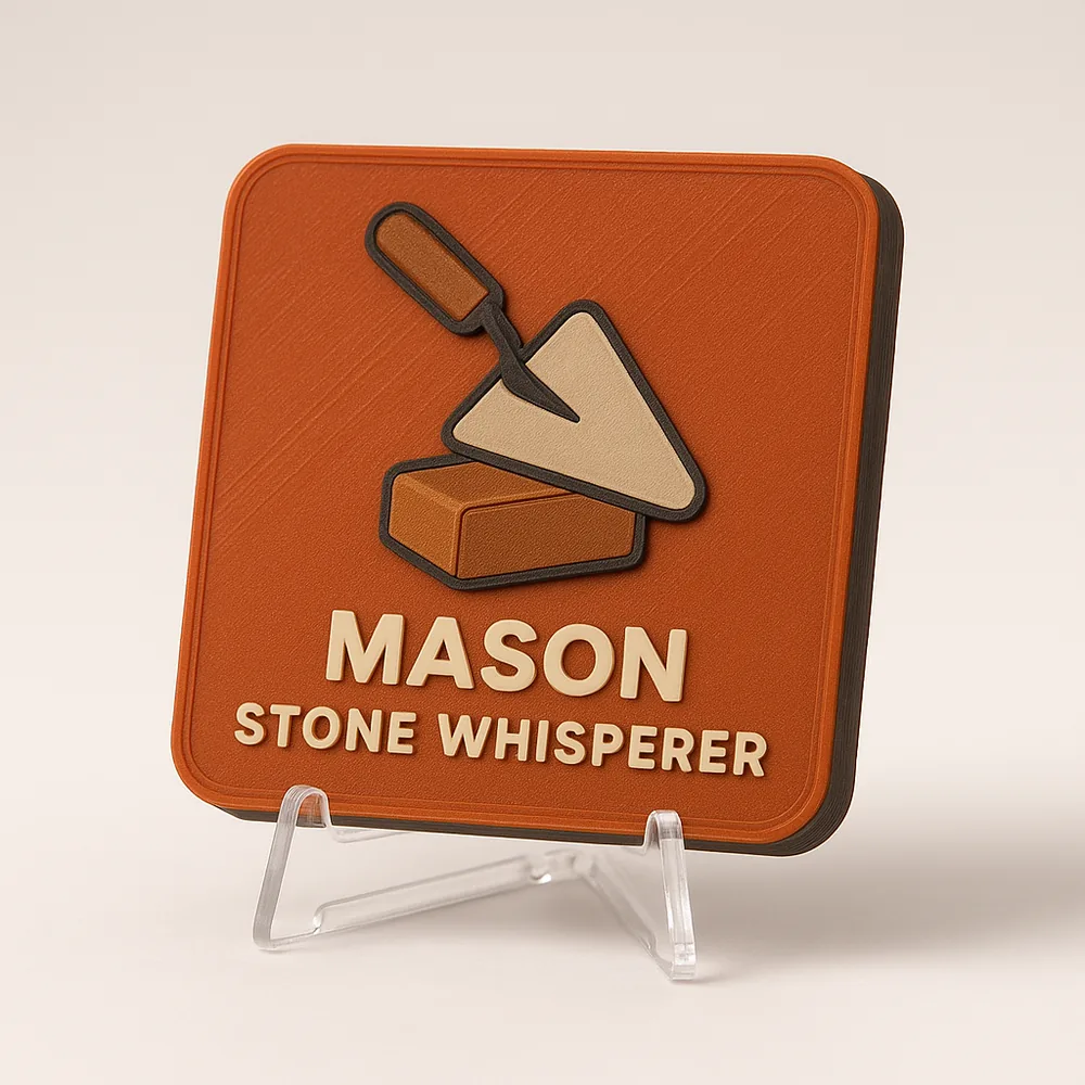Mason - Stone Whisperer magnetic 3D-printed achievement badge