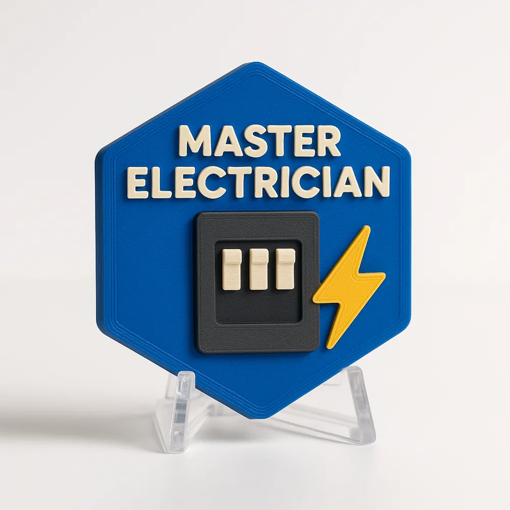 Master Electrician magnetic 3D-printed achievement badge