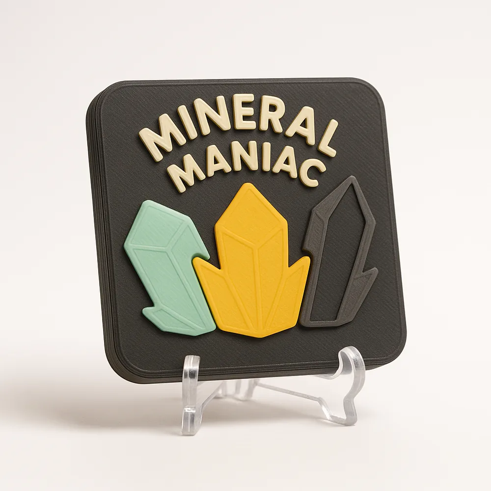 Mineral Maniac magnetic 3D-printed achievement badge