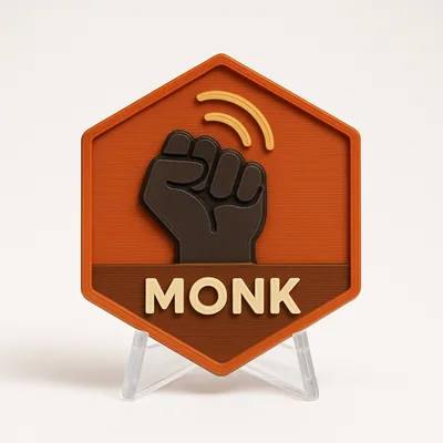 Monk magnetic 3D-printed achievement badge