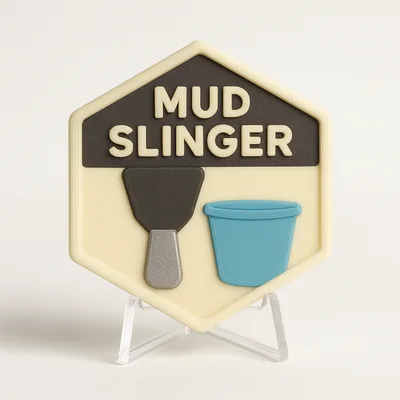 Mud Slinger magnetic 3D-printed achievement badge