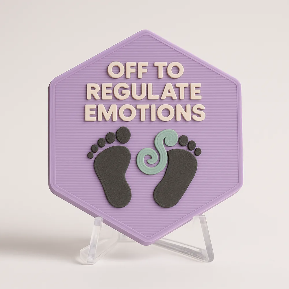 Off to Regulate Emotions magnetic 3D-printed achievement badge