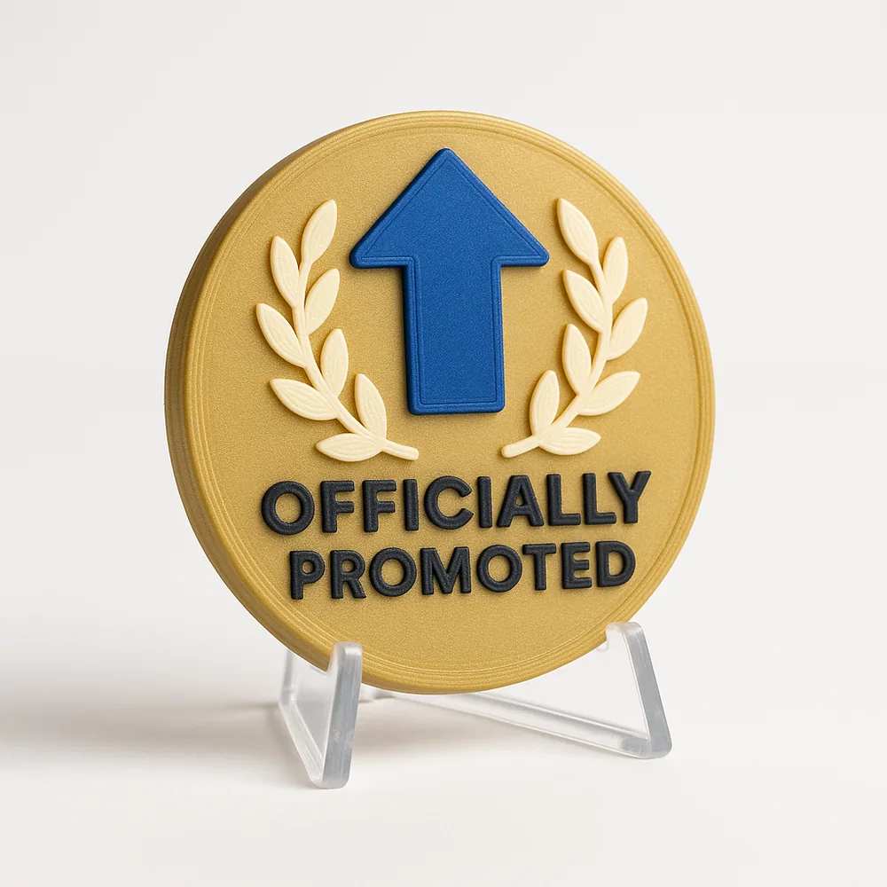 Officially Promoted magnetic 3D-printed achievement badge