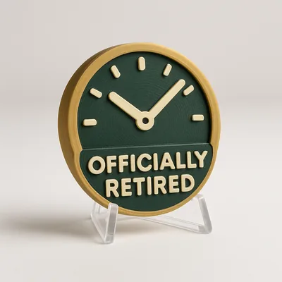 Officially Retired magnetic 3D-printed achievement badge