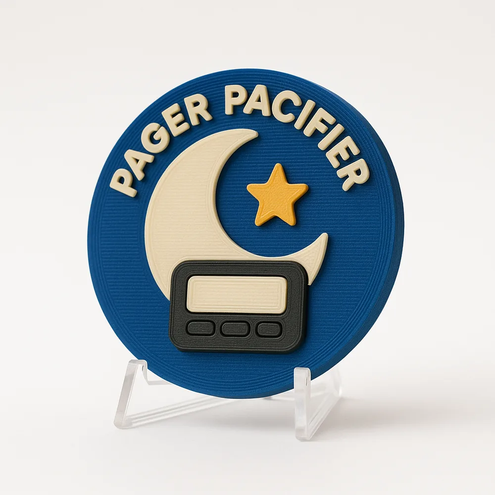 Pager Pacifier magnetic 3D-printed achievement badge