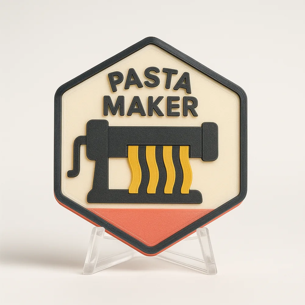 Pasta Maker magnetic 3D-printed achievement badge