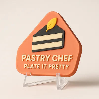 Pastry Chef - Plate It Pretty magnetic 3D-printed achievement badge
