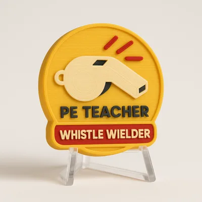 PE Teacher - Whistle Wielder magnetic 3D-printed achievement badge