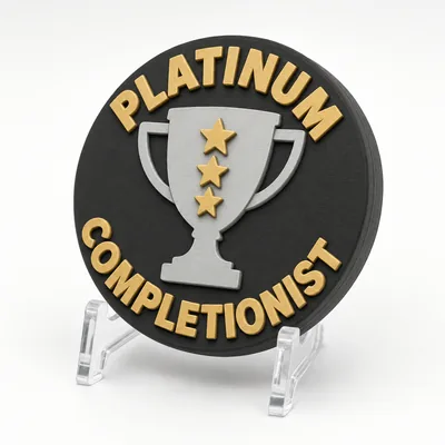 Platinum Completionist magnetic 3D-printed achievement badge