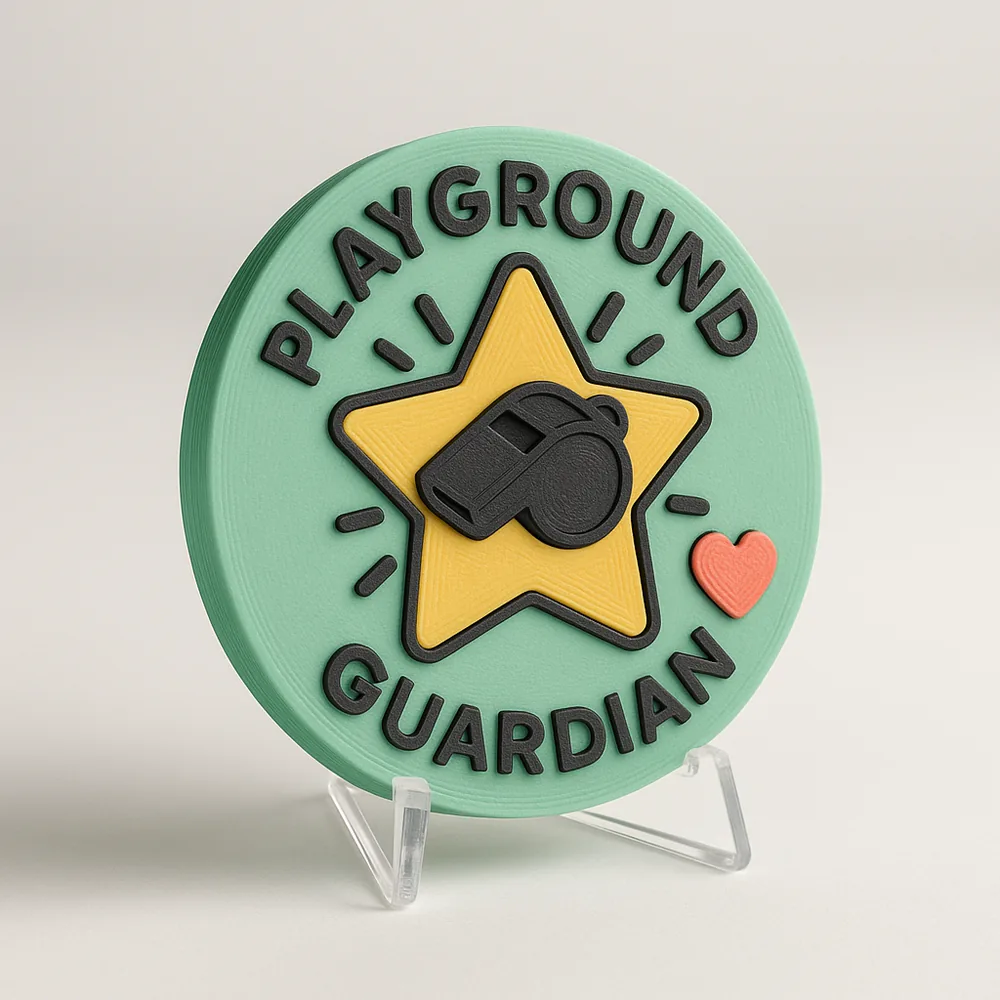 Playground Guardian magnetic 3D-printed achievement badge