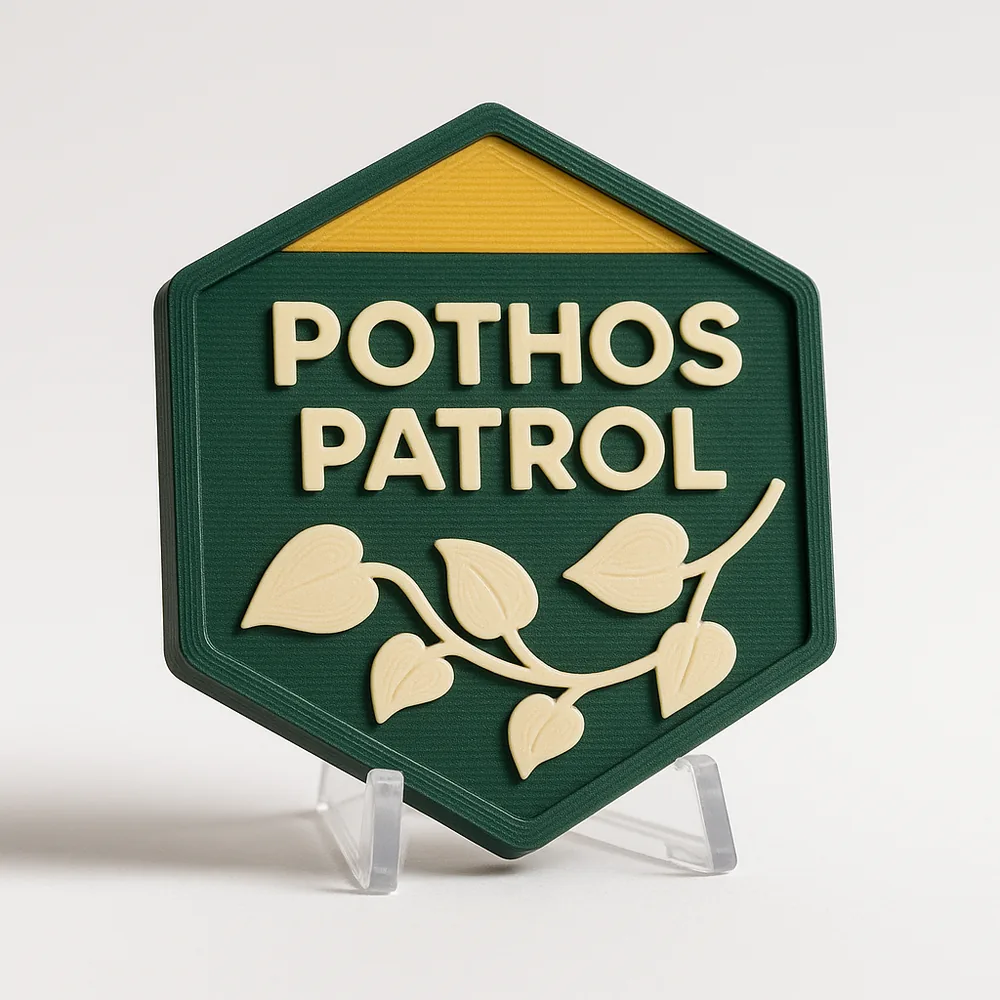 Pothos Patrol magnetic 3D-printed achievement badge